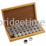 Boxes Wooden with Round, Glass Top Aluminium Tins