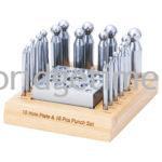 Dapping Punch Set of 18 with a 80mm x 80mm x 22mm Flat Dapping Block