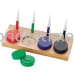 Oil Cup and Oil Pin Set of 4 on Wood Stand