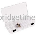Plastic Box Transparent with  18 Square Compartments and  Sliding Lock