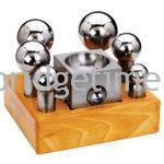 X-Large Dapping Punch Set of 6 with 3” Dapping Block on Hardwood Stand