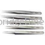 Tweezer Set of 5, Satin Finish in a Plastic Pouch