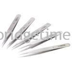 Tweezer Set of 5, Stainless Steel in Plastic Pouch