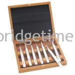 Tweezer Steel Set of 7 in a Wooden Box