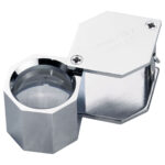 Eye Loupe 18mm 10x Hexagonal in a Leather Pouch