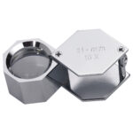 Eye Loupe 21mm 10x Hexagonal in a Leather Pouch
